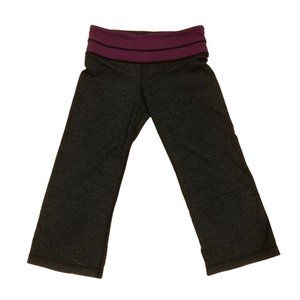 Lululemon Wide Leg Capri Pants Gray Purple Size 4 Womens Charcoal Yoga Gym